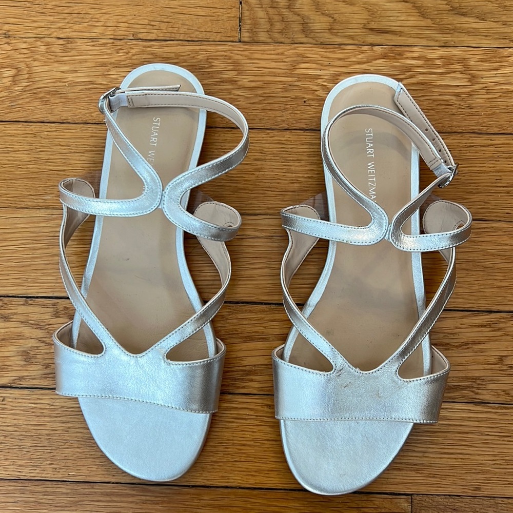 Stuart Weitzman silver sandals
